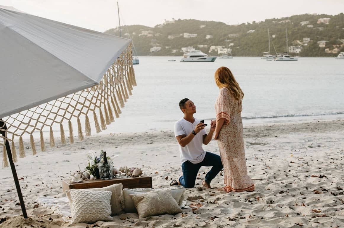 It's been so fun to be a part of these proposals! I love our little beach setups but I love the reactions of the soon to be brides even more! Photo by @chelseyfullerphotograph