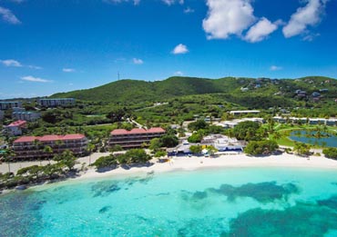 View of the beautiful Sapphire Beach Resort on St. Thomas in the US Virgin Islands.