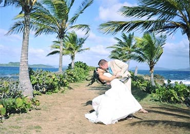 Bride and groom after wedding ceremony in USVI.