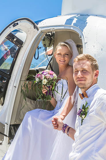 Deserted Island Elopement Helicopter Package Wedding Package