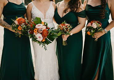 Close up of bridal floral bouquet used during vow renewal.