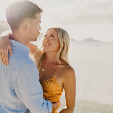 Happily wedded couple renewing their vows on a beach in St Thomas.