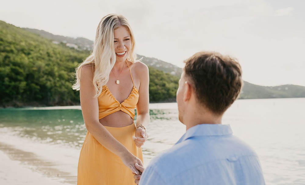 Family together on a beautiful beach for vow renewal ceremony in USVI.