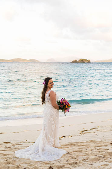 Happily wedded couple renewing their vows on a beach in St Thomas.